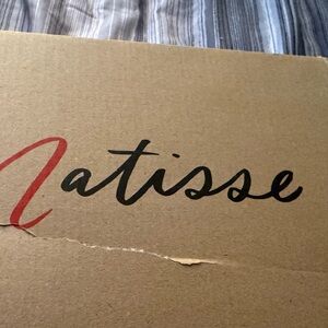 Matisse Cardboard Box with Black Script and Red Accent